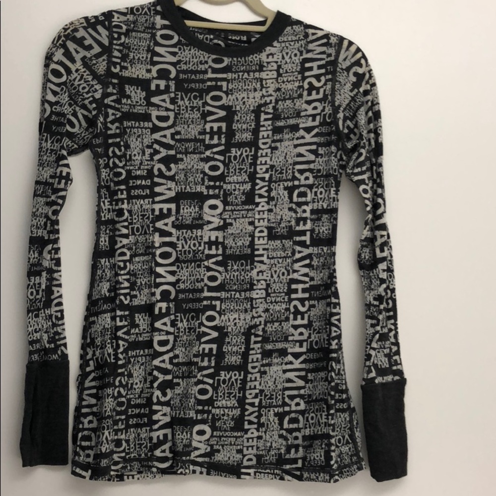 Lululemon Dark Grey and Cream Graffiti Long Sleeve